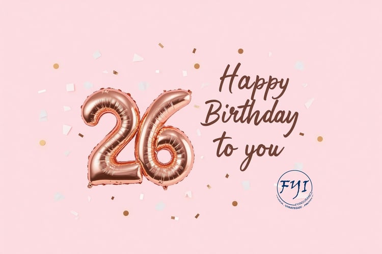 Pink birthday image with rose gold balloons showing the number 26, representing the age when young adults lose coverage under their parents’ health insurance plan.